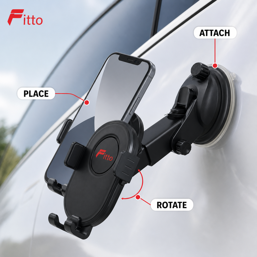 96 Pieces Car Phone Holder With Suction Mount, 360° Rotating Adjustable Cradle for Vehicle Use