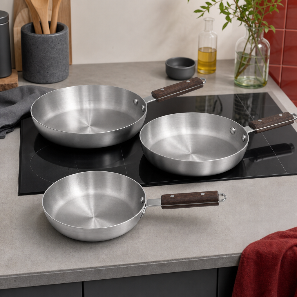 48 Pieces Fry Pan Set, 3-Piece Small Medium Large Cookwares Set for Everyday Kitchen Cooking