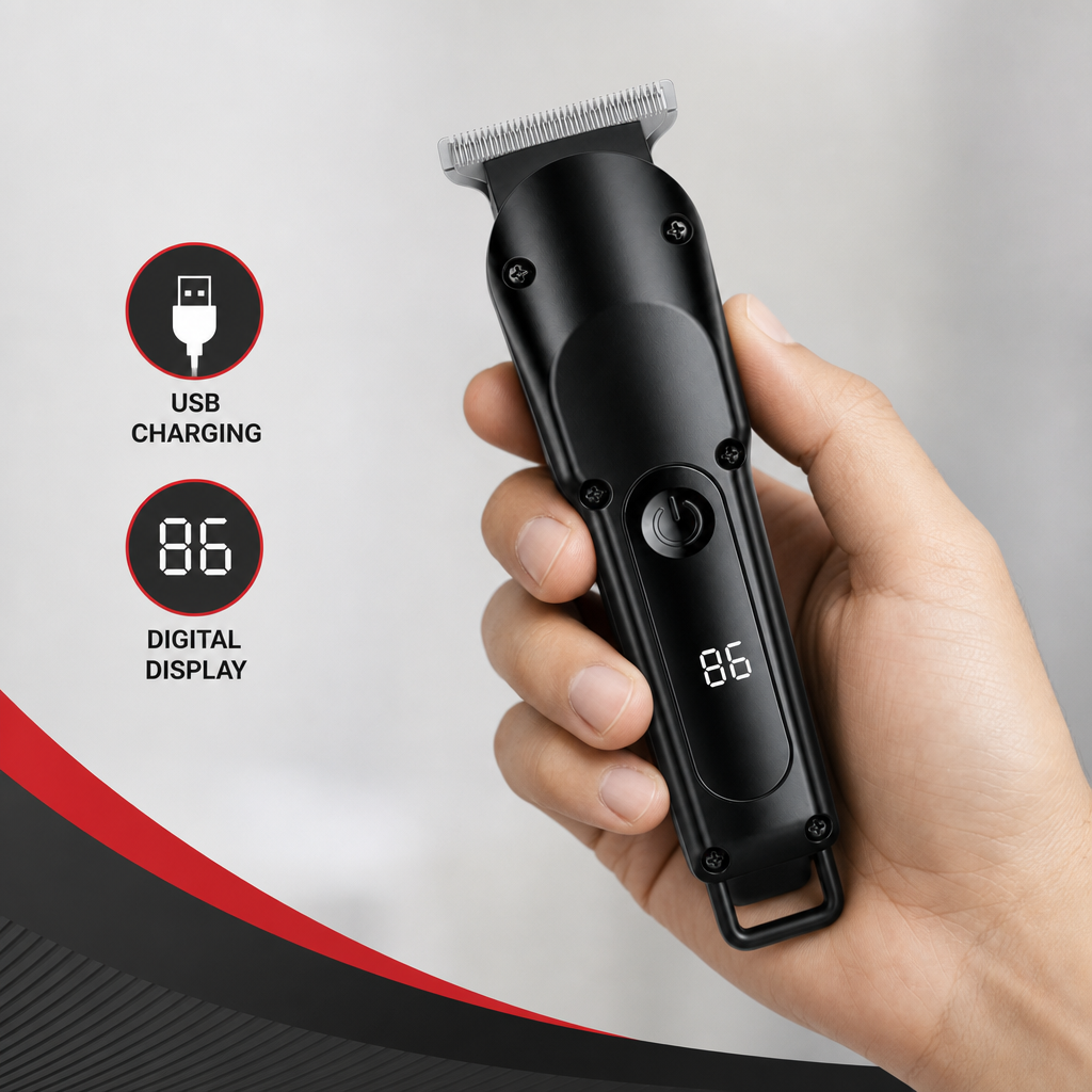 96 Pieces Rechargeable Hair Clipper with Digital Display, USB Charging, Black