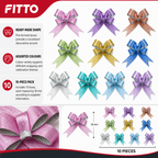 240 Pieces Assorted Colour Metallic Ribbon Bows, 18 mm, Ready-Made Decorative Accents, 10 Pieces
