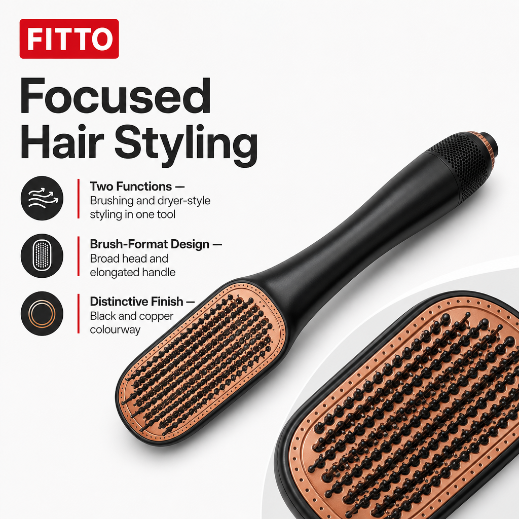 48 Pieces Hot Air Styling Brush, 2-in-1 Dryer and Styling Tool, Black and Copper, 1 Piece