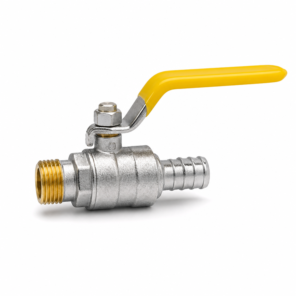 96 Pieces 1/2-Inch Brass Ball Valve Tap, Chrome and Yellow, 1 Piece