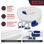 60 Pieces Heavy-Duty Polyester Flat Lift Sling Strap with 2 Bow Shackles, 10 Ton Capacity, 4 Meter, White, 1 Piece