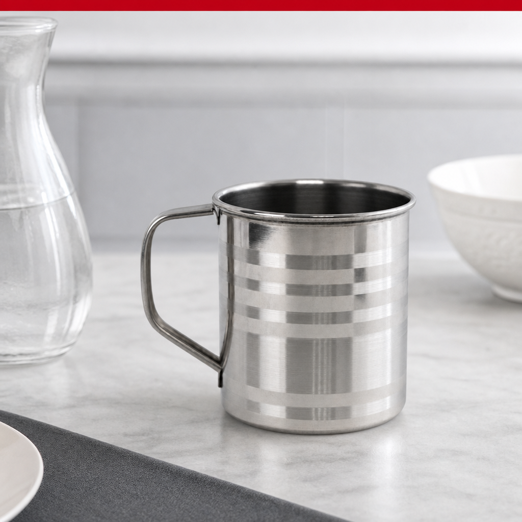 96 Pieces Stainless Steel Water Mug with Handle, Silver, 11 cm