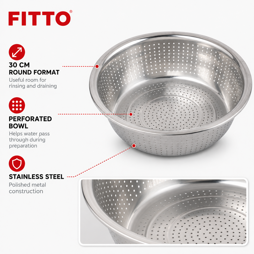 96 Pieces Stainless Steel Colander, 30 cm Round Kitchen Strainers for Washing and Draining Food
