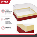 96 Pieces Red and Clear Acrylic Box, Rectangular Presentation Container, 18 × 13.5 × 10 cm, 1 Piece