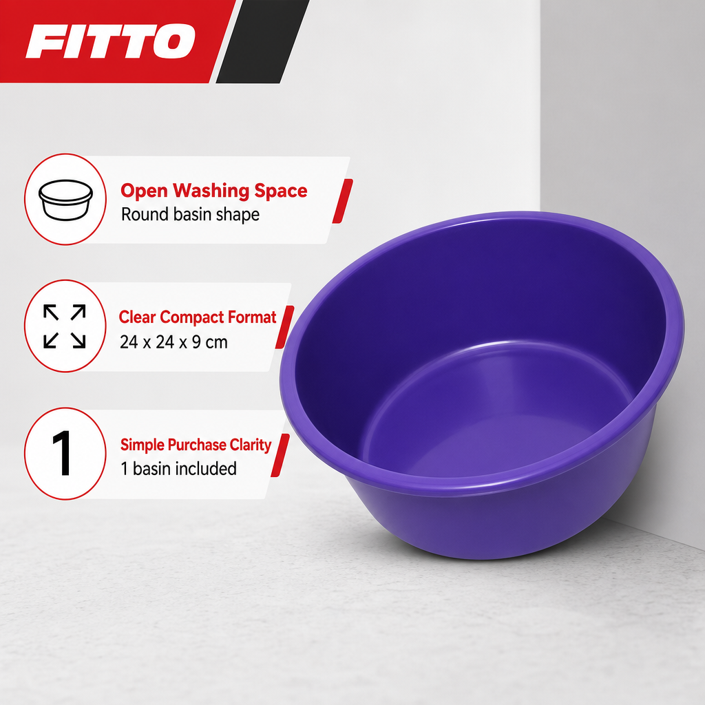 120 Pieces Round Plastic Wash Basin, Size 9, Purple