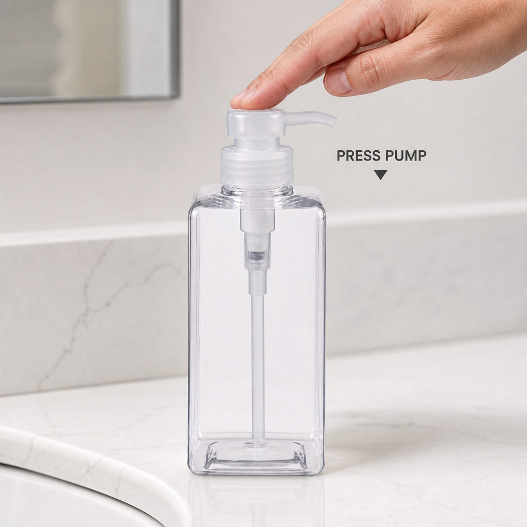 96 Pieces Clear 700 ml Liquid Soap Dispensers Bottle with Pump, Square Countertop Design