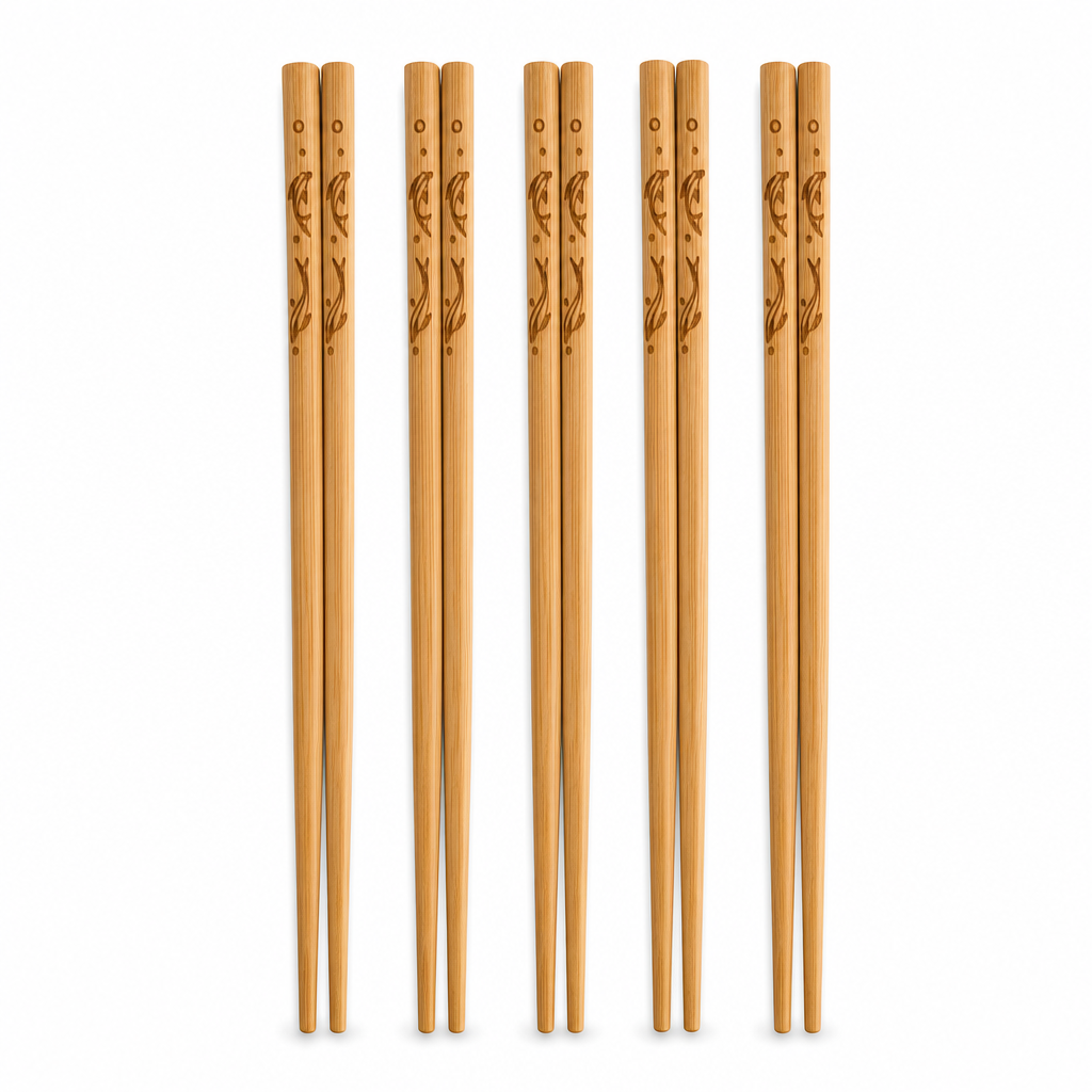 144 Pieces Bamboo Chopsticks 5 Pairs 26 cm with Printed Design for Dining and Table Settings