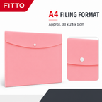 240 Pieces A4 Plastic Button Document Folder Pink 1 Piece
