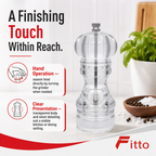 96 Pieces Manual Salt and Pepper Grinder, Clear and Silver, Single Table Seasoning Mill, 1 Piece