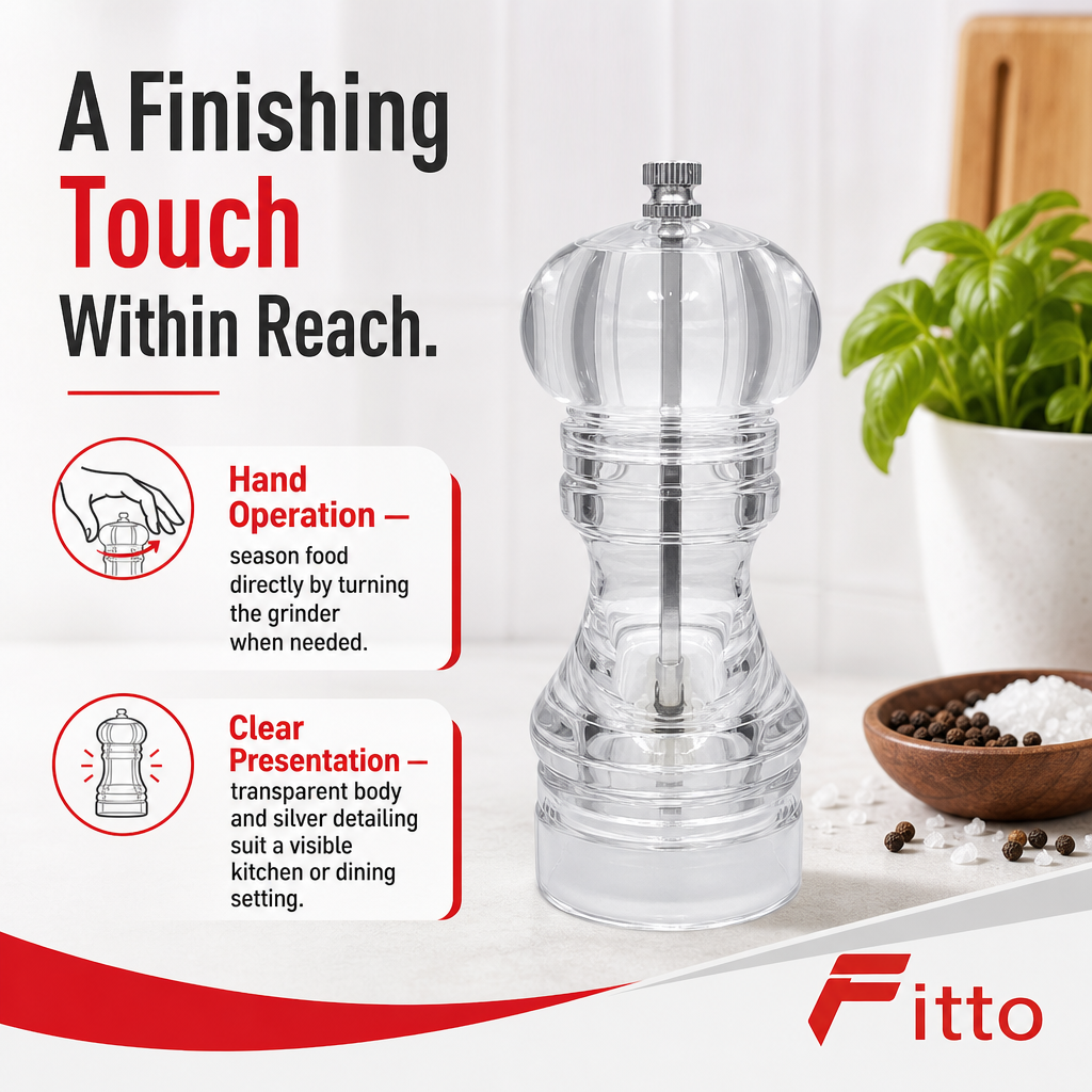 96 Pieces Manual Salt and Pepper Grinder, Clear and Silver, Single Table Seasoning Mill, 1 Piece
