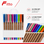 120 Pieces Ballpoint Pens, 1.0 mm, Assorted Colours, 10-Pack