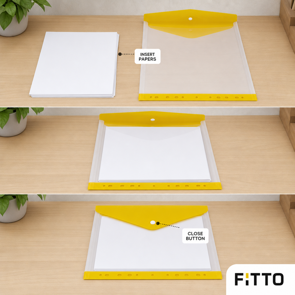240 Pieces A4 Transparent Button Document Folder, Assorted Colour, 1 Piece