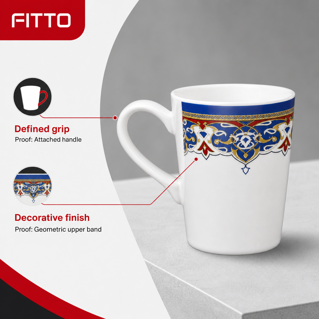 120 Pieces Melamine Water Mug with Handle and Decorative Geometric Pattern, White, 1 Piece