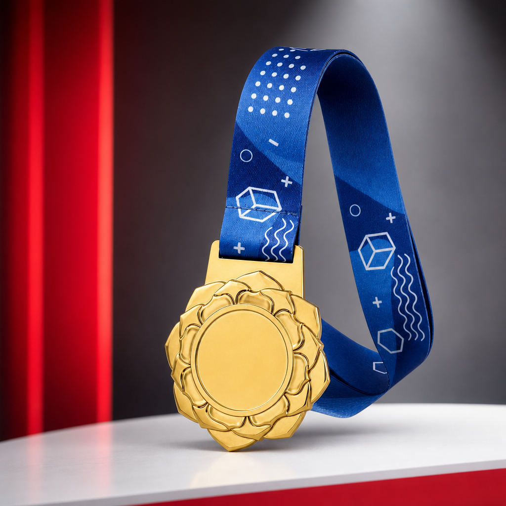 144 Pieces Award Medal with Blue Ribbon, Metallic Finish, 8 x 7 cm