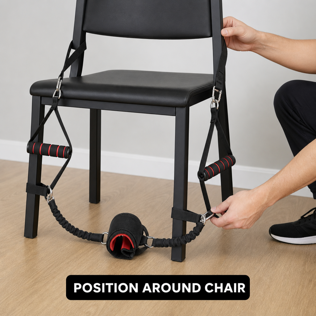 48 Pieces Chair Resistance Trainer, Black and Red Seated Exercise Equipment, 1 Set