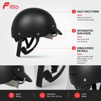 72 Pieces Half-Face Motorcycle Helmets with Sun Visor, Black, 1 Piece