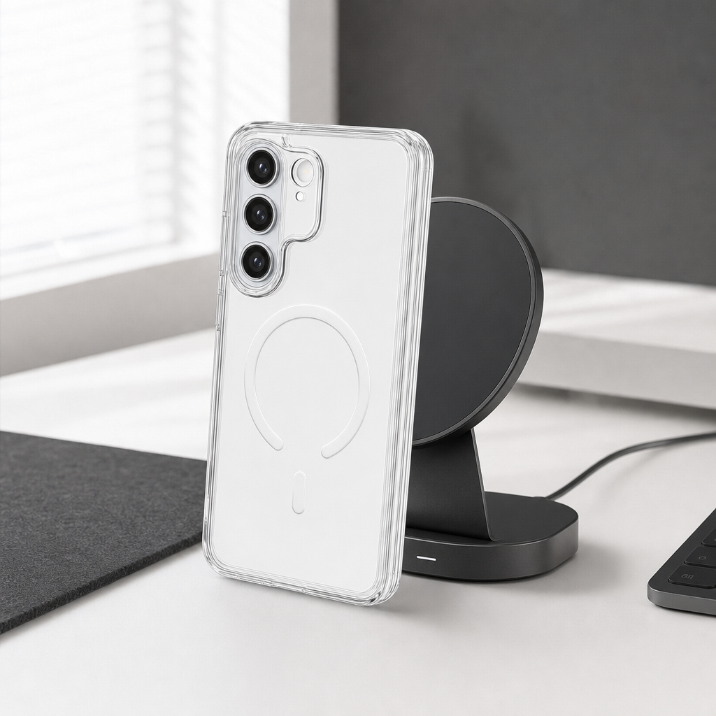 96 Pieces Crystal Clear Magnetic Phone Cases for Galaxy A54 with Ring for Wireless Charging and Raised Camera Protection