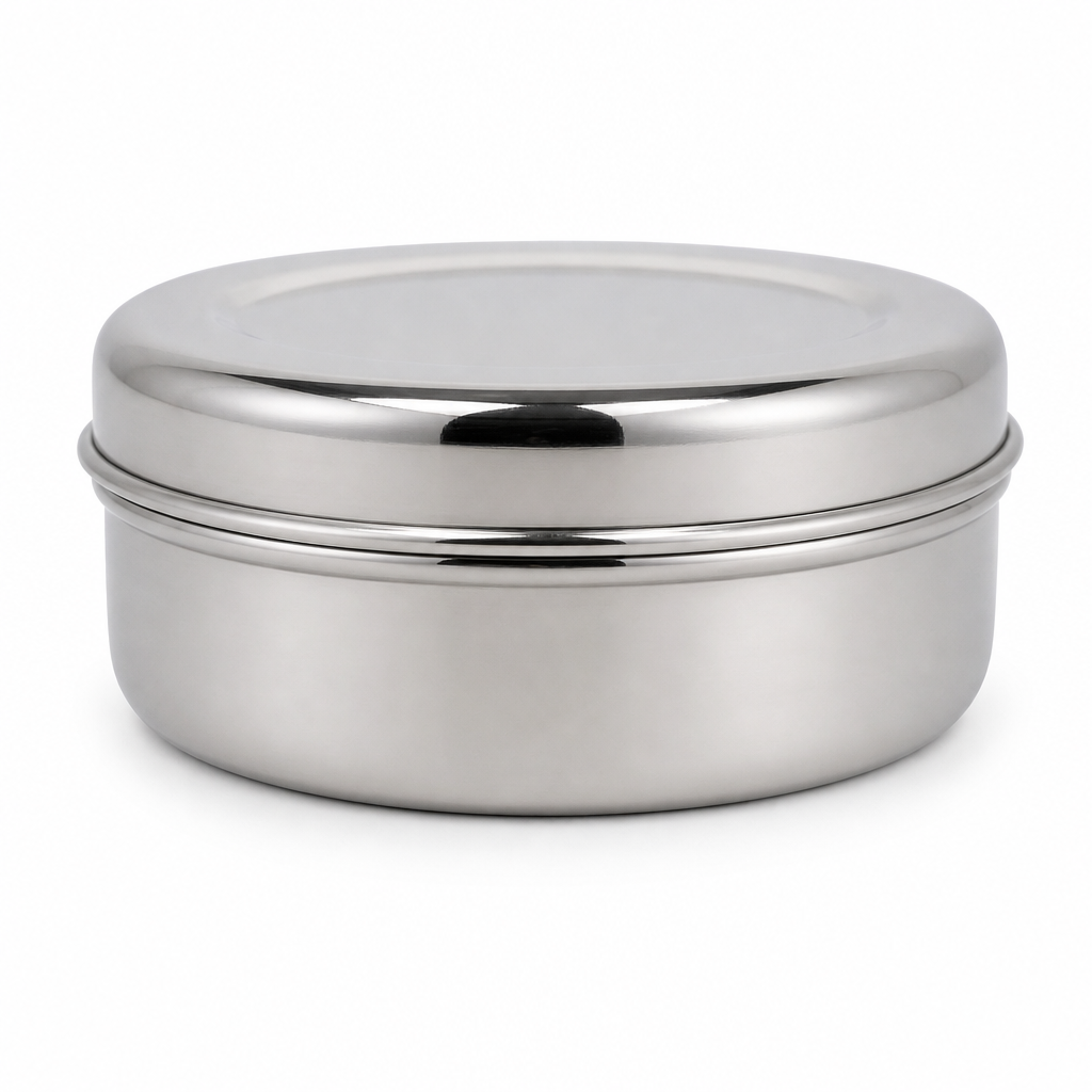 96 Pieces Stainless Steel Puri Storage Container, Round Covered Food Storage Box, 14 cm
