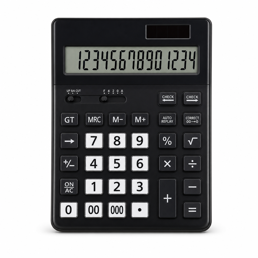72 Pieces Electronic Calculators, 14-Digit Display, 112-Step Check, Dual Power, Black and White, 1 Piece