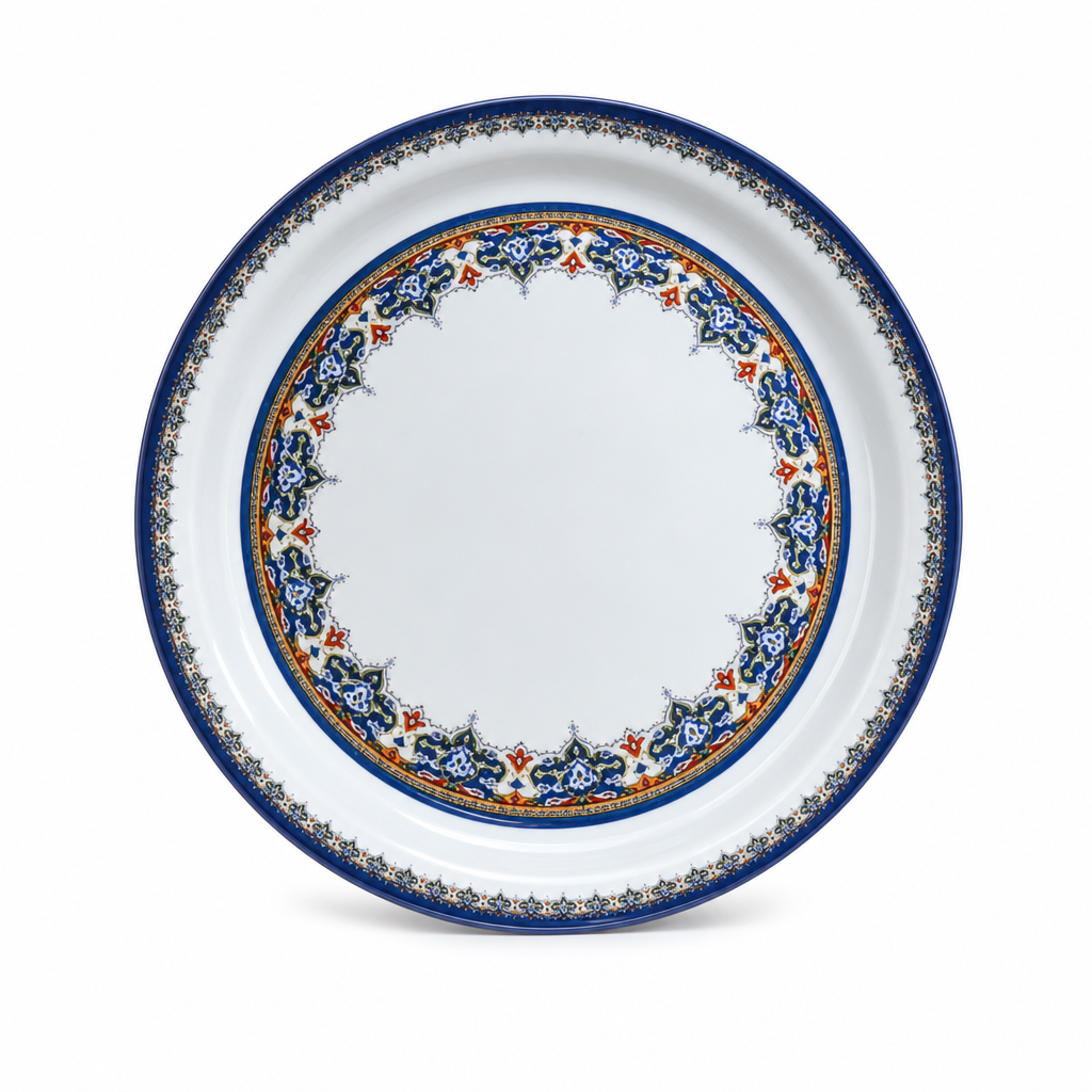72 Pieces Melamine Round Serving Trays with Decorative Pattern, 50 cm