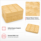 72 Pieces Handwoven Bamboo Storage Box with Lid, Square 22 x 22 x 12 cm