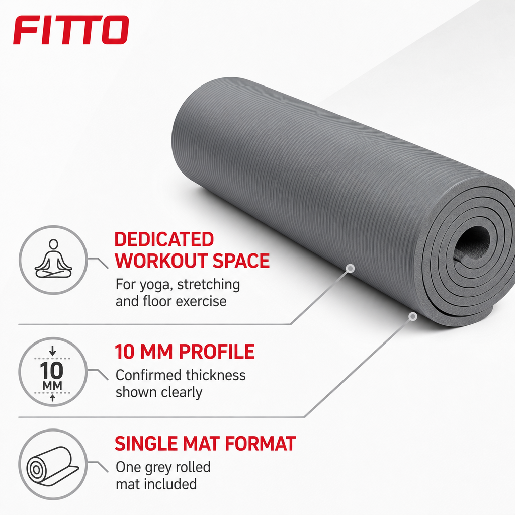 72 Pieces Yoga Mat 10mm Grey, Single Exercise Mats for Yoga, Stretching and Floor Workouts