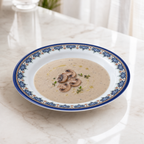 96 Pieces Melamine Soup Plate, 11 Inch, Round White and Blue Floral Tablewares
