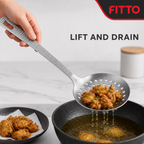 144 Pieces Stainless Steel Slotted Skimmer Spoon, 34 cm Cooking Utensils for Lifting and Draining Fried Foods