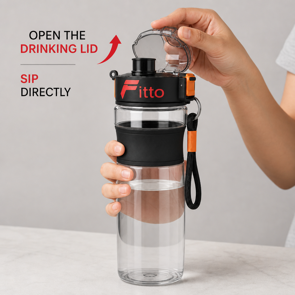 96 Pieces Transparent Plastic Sports Water Bottles with Drinking Lid, 950 ml, Carry Loop, 1 Piece