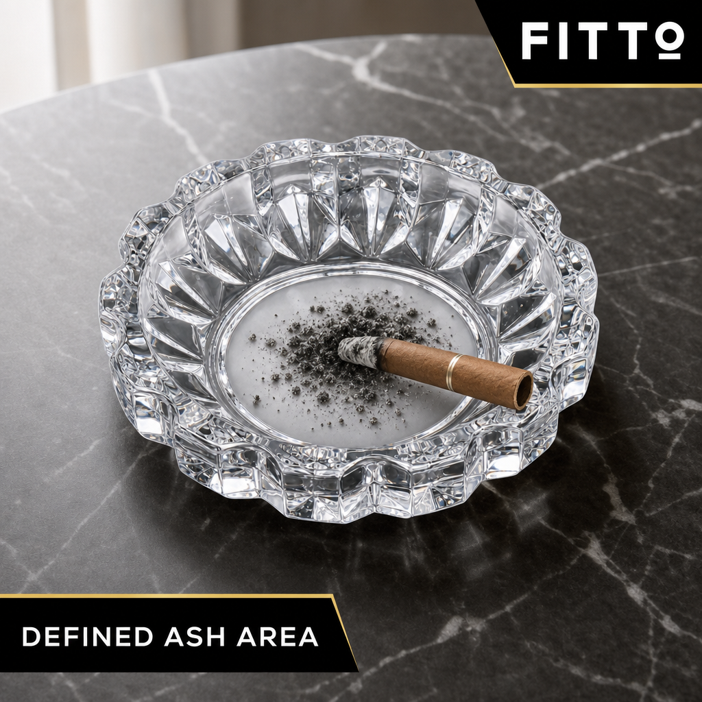 144 Pieces Clear Round Glass Ashtrays with Faceted Edge, 1 Piece