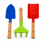 120 Pieces Garden Hand Tools Set, 3 Pieces with Wooden Handles, Red Green and Blue Cultivating Tools