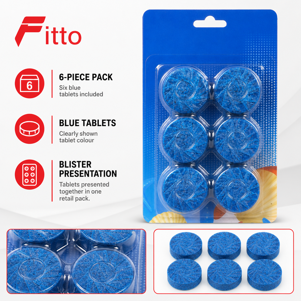 120 Pieces Toilet Cleaner Tabletses, Blue, 6-Piece
