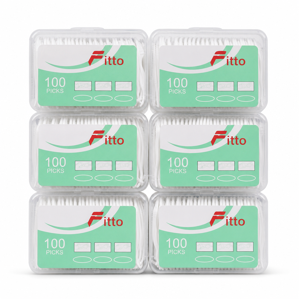 72 Pieces Dental Floss Picks, White Interdental Cleaning Sticks, 100 Pieces per Pack, 6-Pack