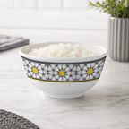 120 Pieces Melamine Rice Bowl, 4.5 Inch, Floral Pattern, White and Grey
