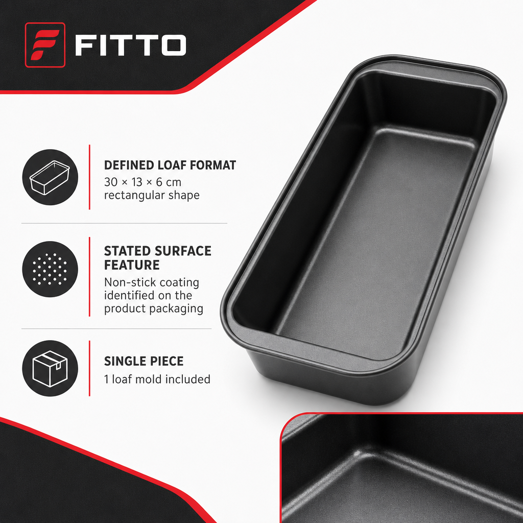 96 Pieces Black Carbon Steel Non-Stick Loaf Mold 30 × 13 × 6 cm, 1 Piece