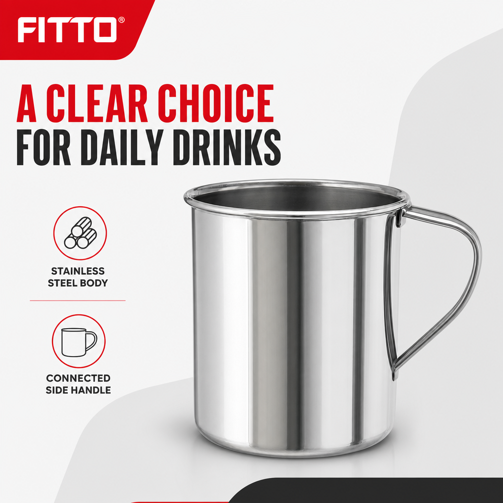 120 Pieces Stainless Steel Mug With Handle, Silver, 1 Piece, 14 x 12 x 10 cm
