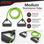 96 Pieces Resistance Bands with Handles, Medium Green Toning Tube for Home Exercise