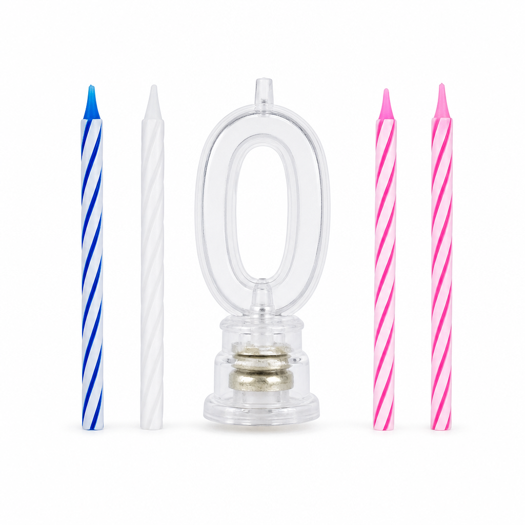 144 Pieces LED Happy Birthday Number 0 Cake Candle Set with 4 Candles, 9 cm