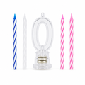 144 Pieces LED Happy Birthday Number 0 Cake Candle Set with 4 Candles, 9 cm