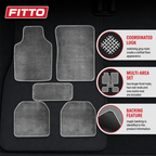 48 Pieces Universal Car Floor Mat Set, 5-Piece Grey Cashmere Fiber Mats with Magic Backing, 75 x 50 cm