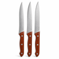 120 Pieces 3-Piece Kitchen Knives Set, Brown and Silver Stainless Steel Blades with Brown Wooden Handles
