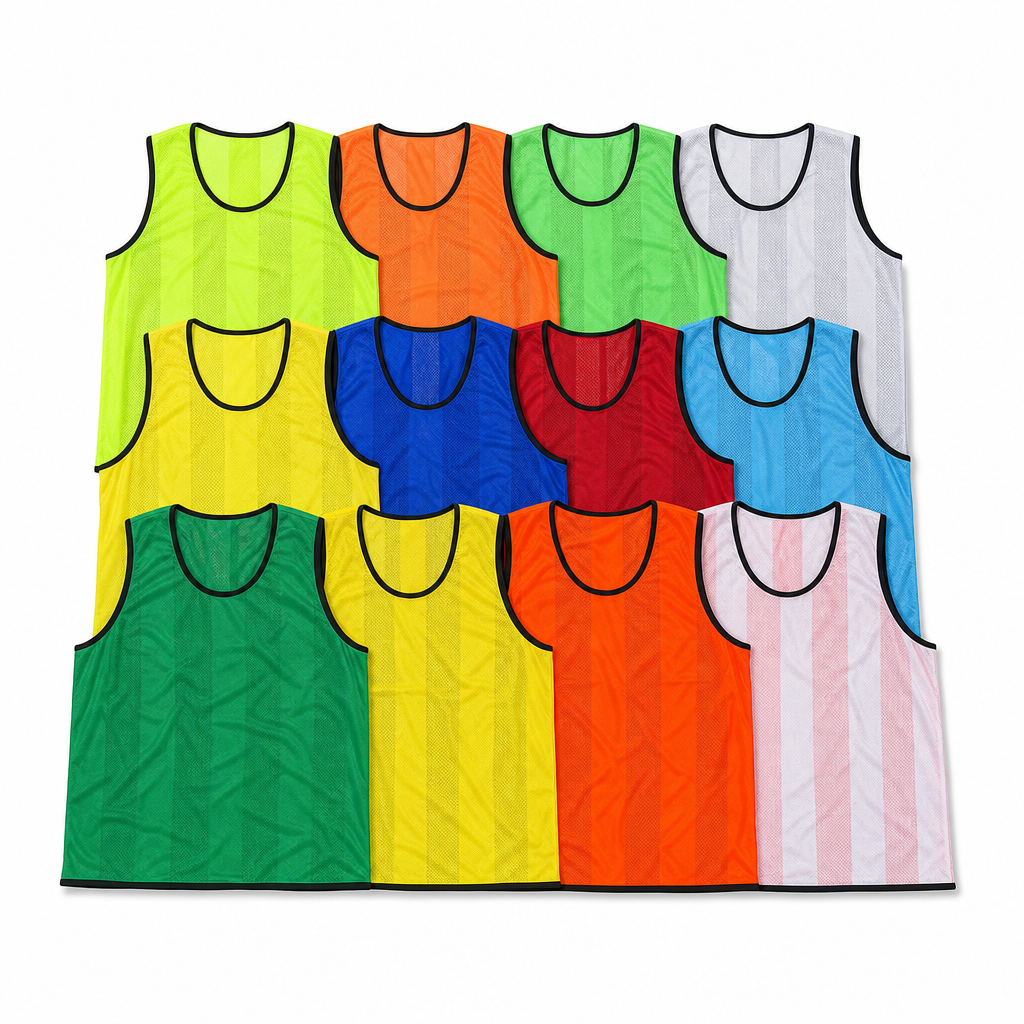 48 Pieces Sports Training Bibs Vests, Mesh Practice Pinnies, Standard Size, Assorted Colours, 12-Piece Pack