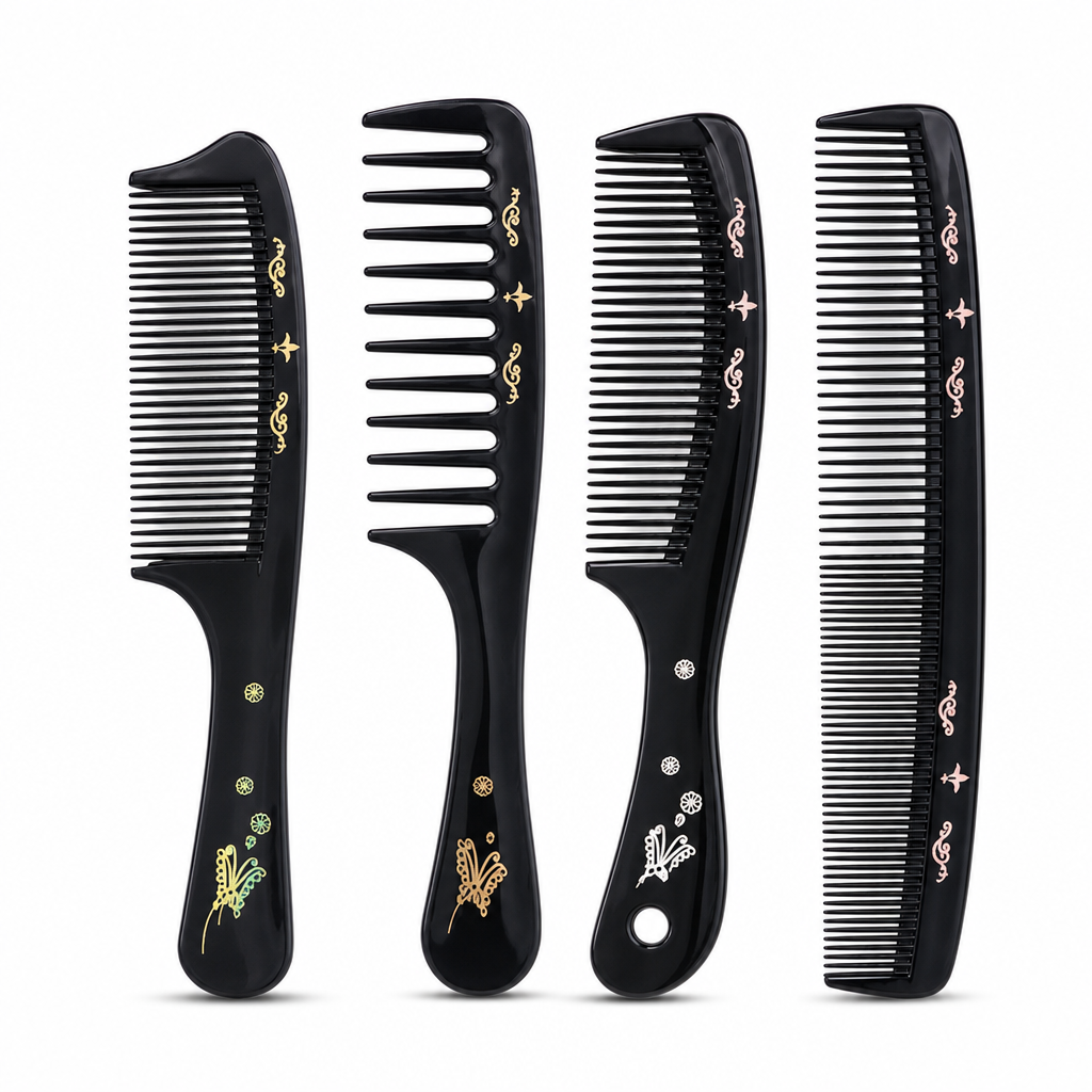 96 Pieces Black Decorative Print Hair Combs Set, 4 Pieces