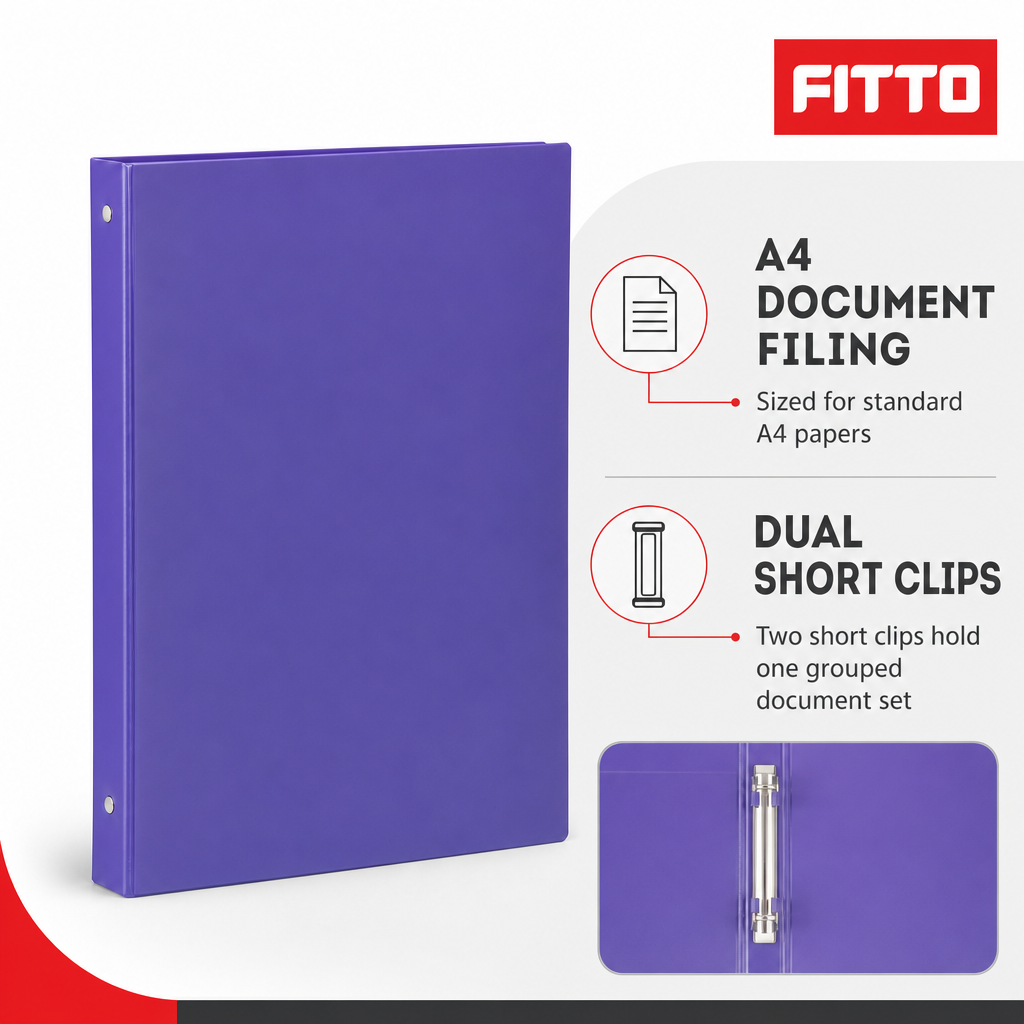 144 Pieces Purple A4 Clip File, Dual Short Strong Clip, 1 Piece