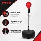 48 Pieces Adjustable Freestanding Punching Ball Stands with Steel Spring Pole, 140–160 cm, Red and Black