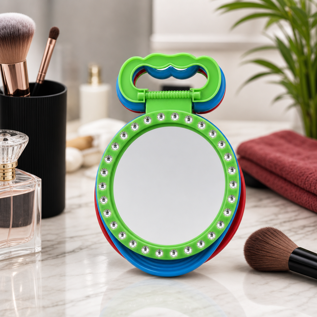 240 Pieces Assorted Colour Round Folding Mirror, 20 cm, 1 Piece