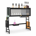 48 Pieces Over-the-Sink Dish Drying Rack with Cup, Plate and Utensil Holders, Black, 85 × 25 × 90.5 cm