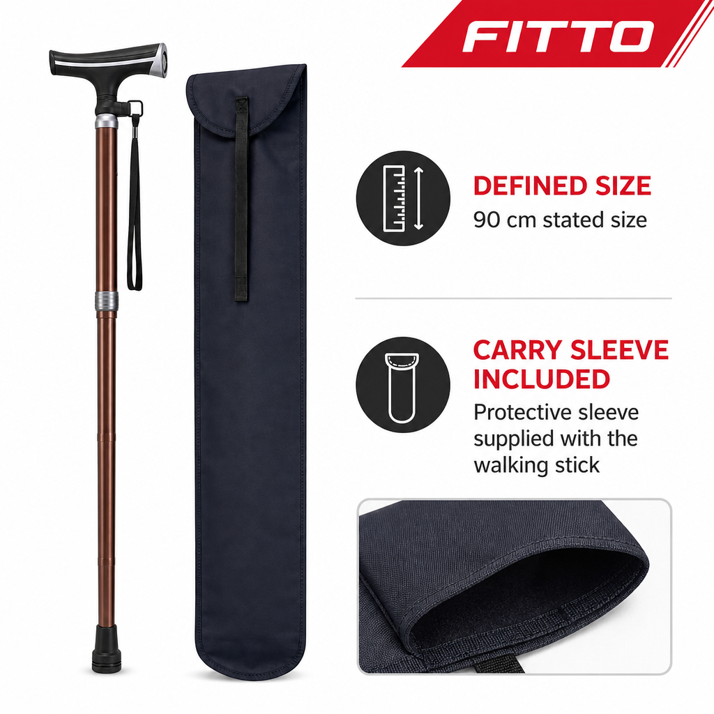 72 Pieces Walking Sticks with Protective Carry Sleeve, 90 cm, Brown and Black, 1 Piece
